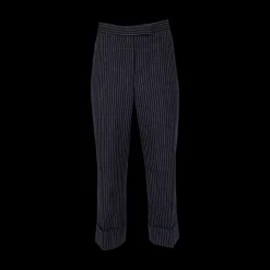 Pinstriped Backstrap Cropped Trousers