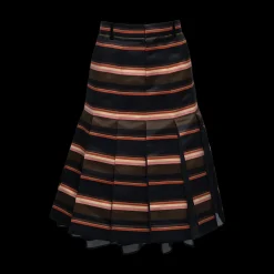 Pleated Horizontal Stripe Skirt
