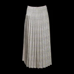 Pleated Plaid Midi Skirt
