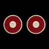 Red Small Discs Earrings