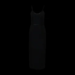 Satin Tipped Whipcord Wool Corset Maxi Dress