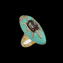 Scarab Turquoise Ring with Watermelon Tourmaline