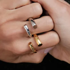 Silver Bague Biseau Ring