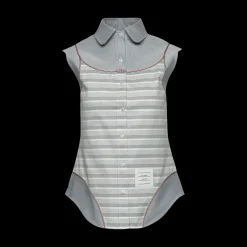 Sleeveless Swimsuit Trompe L'oeil Button-Down Shirt