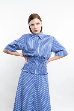 Smocked Button-Up Top