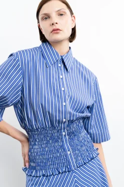 Smocked Button-Up Top