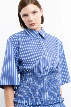 Smocked Button-Up Top