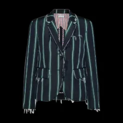 Striped Raw-Edge Blazer