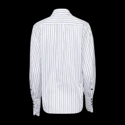 Striped Ruffle-Front Shirt