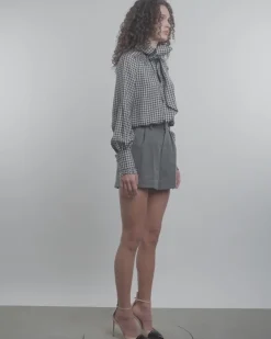 Striped Wool Tailored Shorts