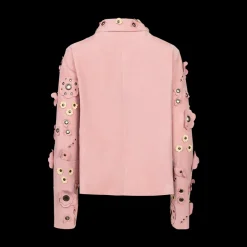 Suede Flower Appliqué Jacket