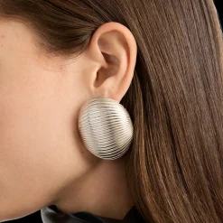 The Mali Jumbo Fluted Stud Silver Earrings