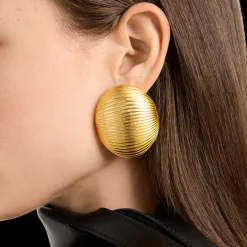The Mali Jumbo Fluted Stud Gold Earrings