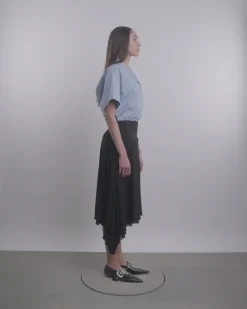 Wool Canvas Pleated Skirt