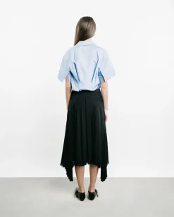 Wool Canvas Pleated Skirt