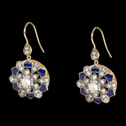 Yellow Gold Drop Flower Earrings