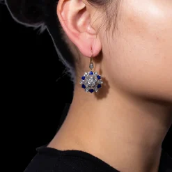 Yellow Gold Drop Flower Earrings